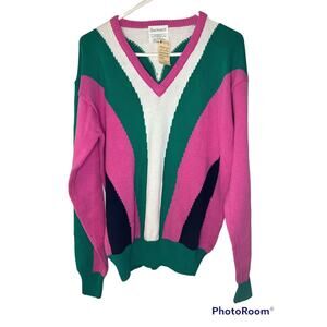 Bachrach Cotton Vintage Coogi-Style Sweater Men’s Size L NWT Golf Preppy Pink